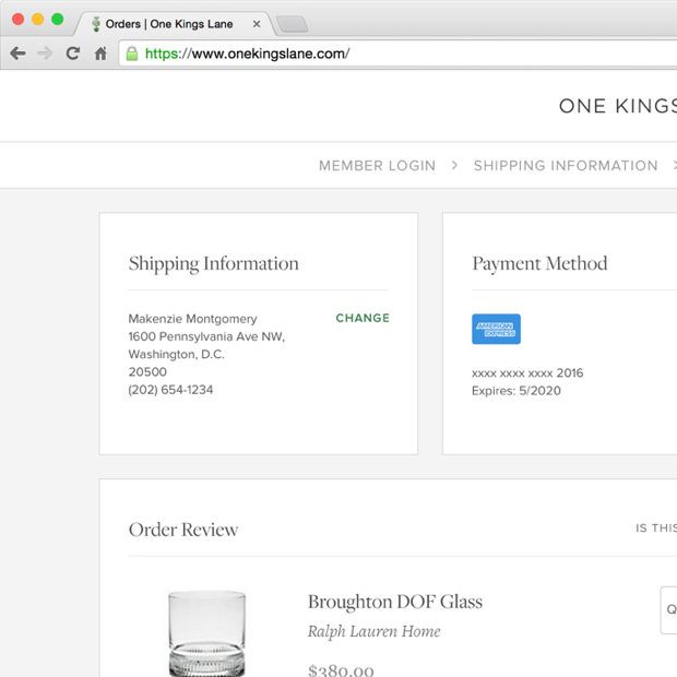 One Kings Lane / Checkout